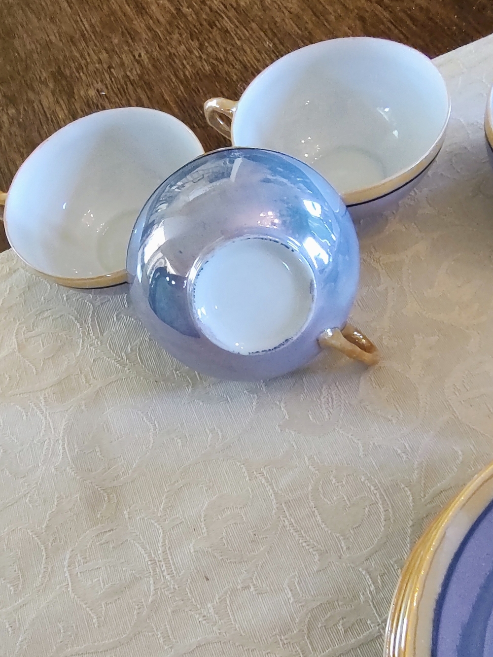 Vintage Blue and Gold Luster Porcelain Mini Tea Service 22 Pieces - Picture 14 of 16
